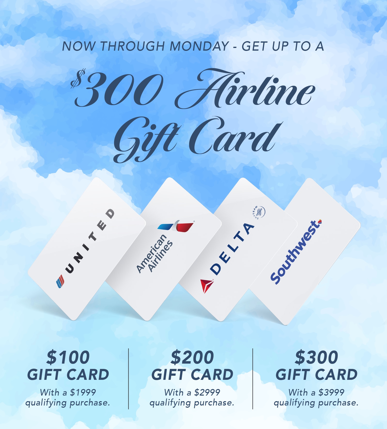 Presidents Day Sale - Airline Gift Card Offer