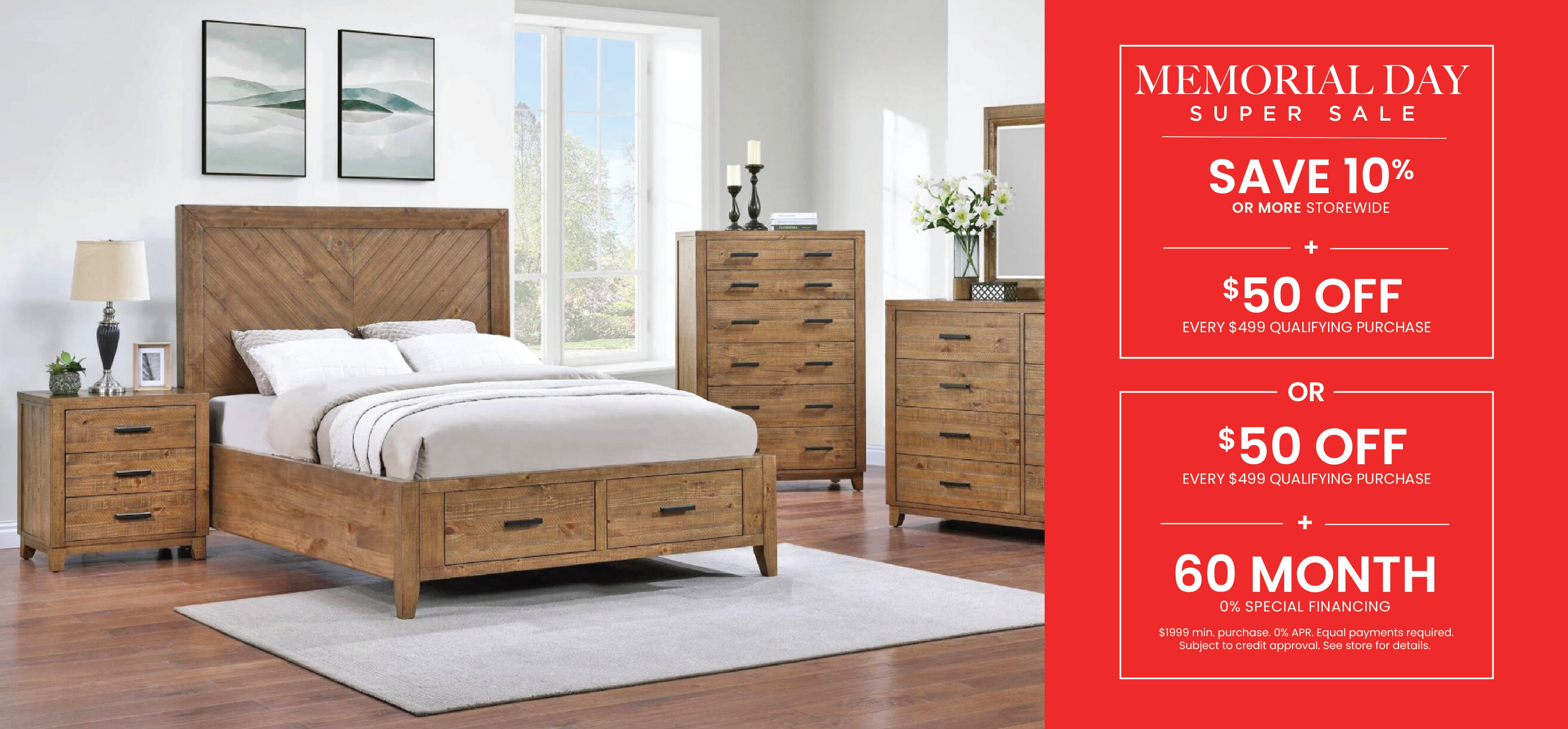 Save 10% + $50 Off Every $999 or Save 10% + 60 Month 0% Financing