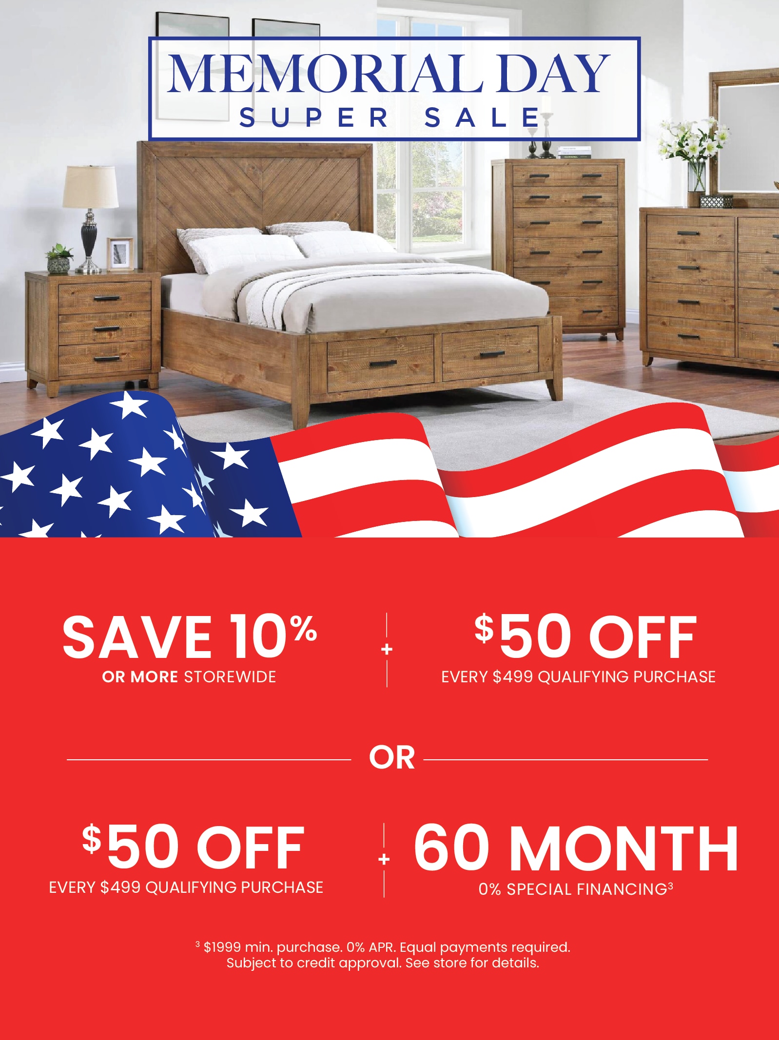 Save 10% + $50 Off Every $999 or Save 10% + 60 Month 0% Financing