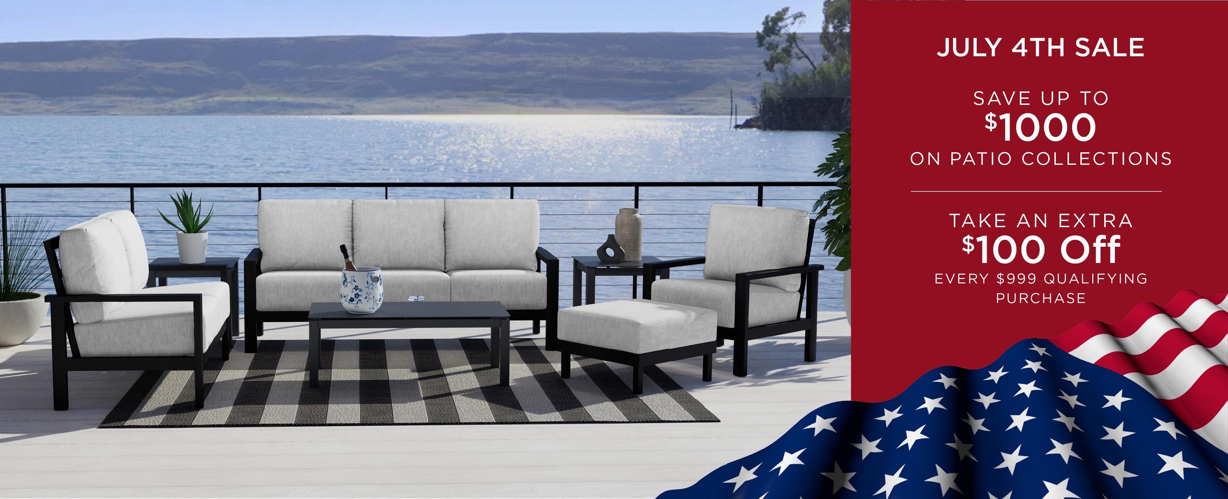 Save up to $1000 on Patio Collections + Take an Extra $100 Off Every $999 Qualifying Purchase