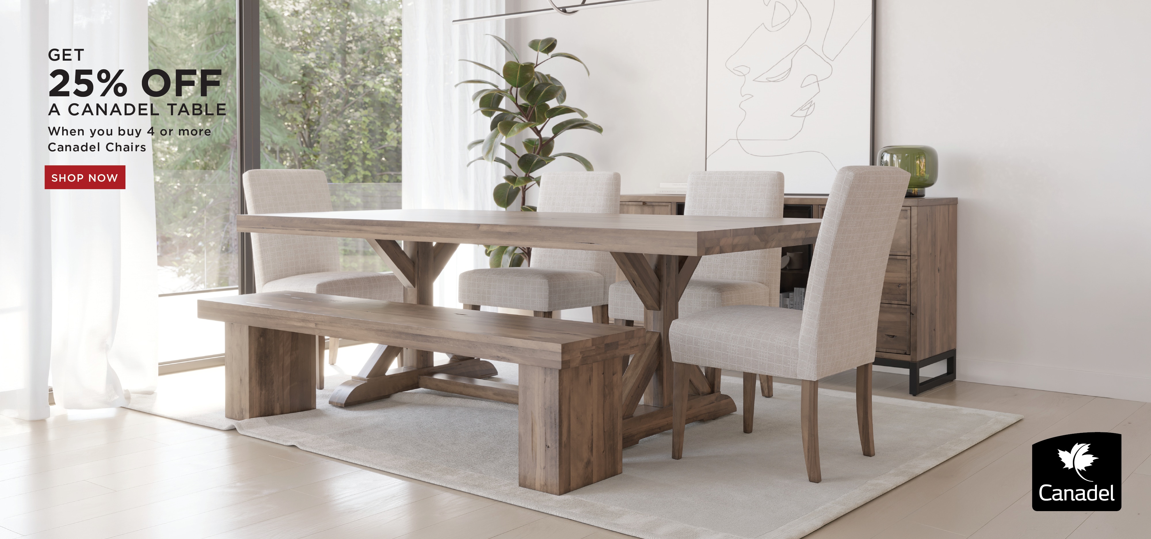 25% Off a Canadel Table when you buy 4 Canadel chairs