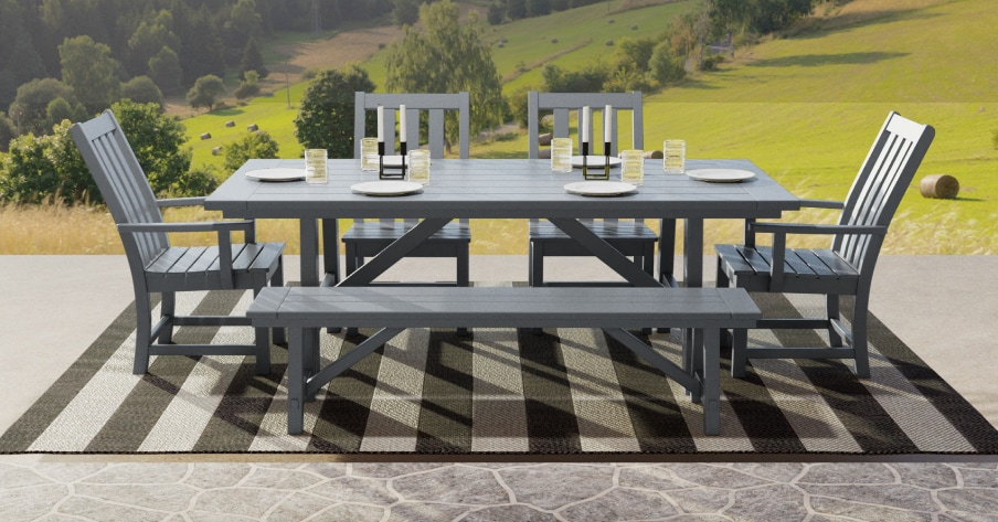 Polywood Rustic Farmhouse Outdoor Dining Collection