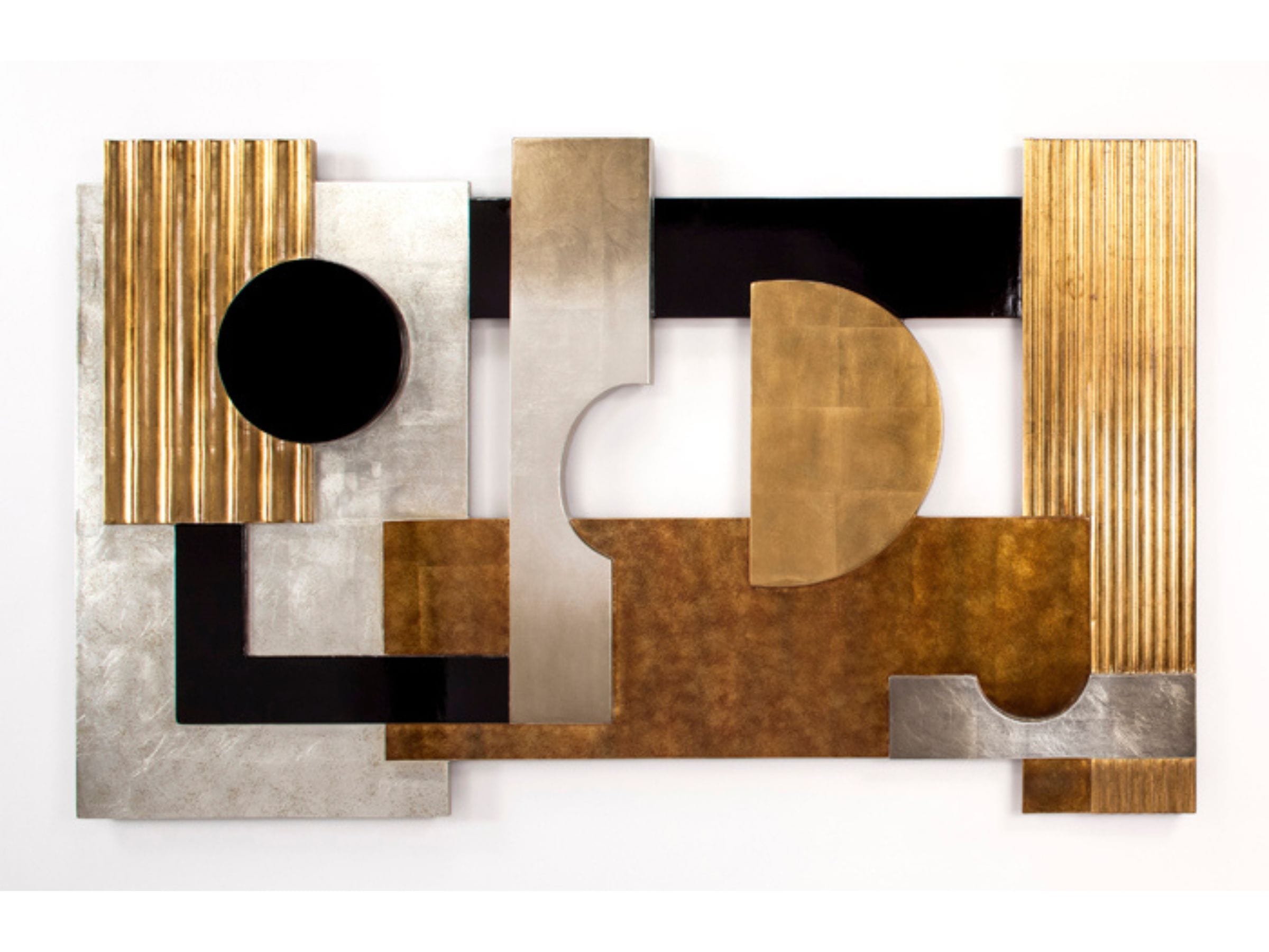 Silver, Gold, and Black Wood Geo Design Wall Decor 66