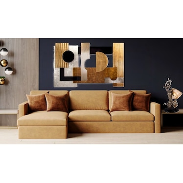 Silver, Gold, and Black Wood Geo Design Wall Decor 66"W x 40"H