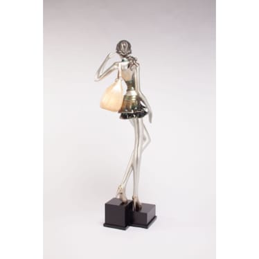 Metallic Olive Lady with Purse Floor Lamp 72"H