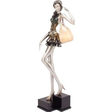 Metallic Olive Lady with Purse Floor Lamp 72"H