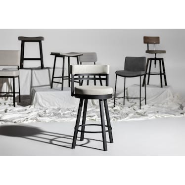 Ronny 26" Swivel Bar Stool - Black Coral / EV Limestone