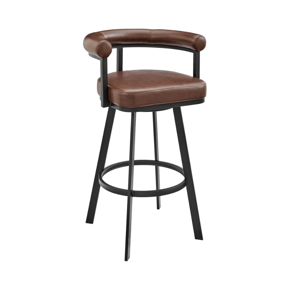 armn black metal   brown pu inch & over bar seat stool   