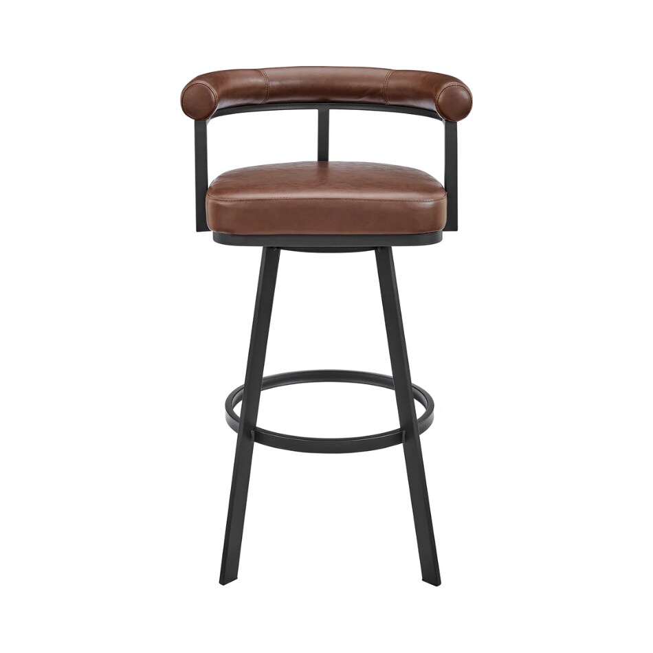 armn black metal   brown pu inch & over bar seat stool   