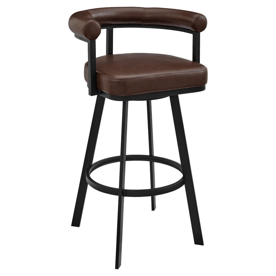 armn black metal   brown pu inch & over bar seat stool   