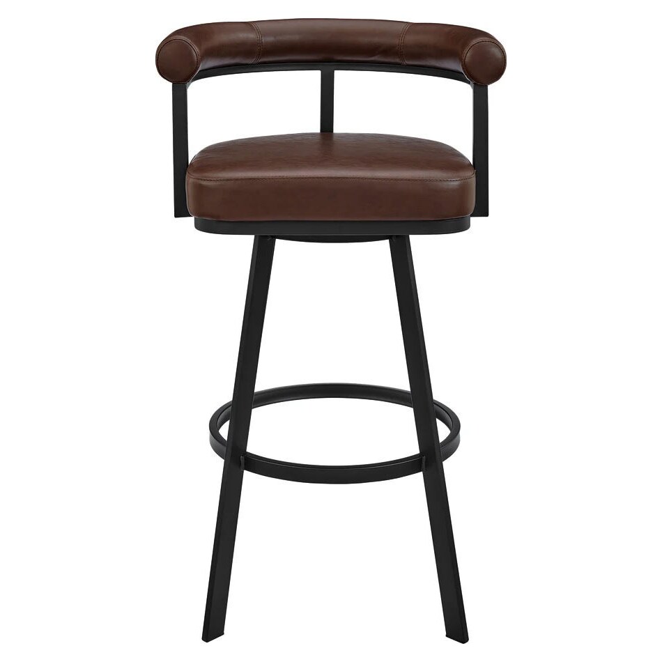 armn black metal   brown pu inch & over bar seat stool   