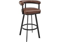 armn black metal   faux brown inch & over bar seat stool   
