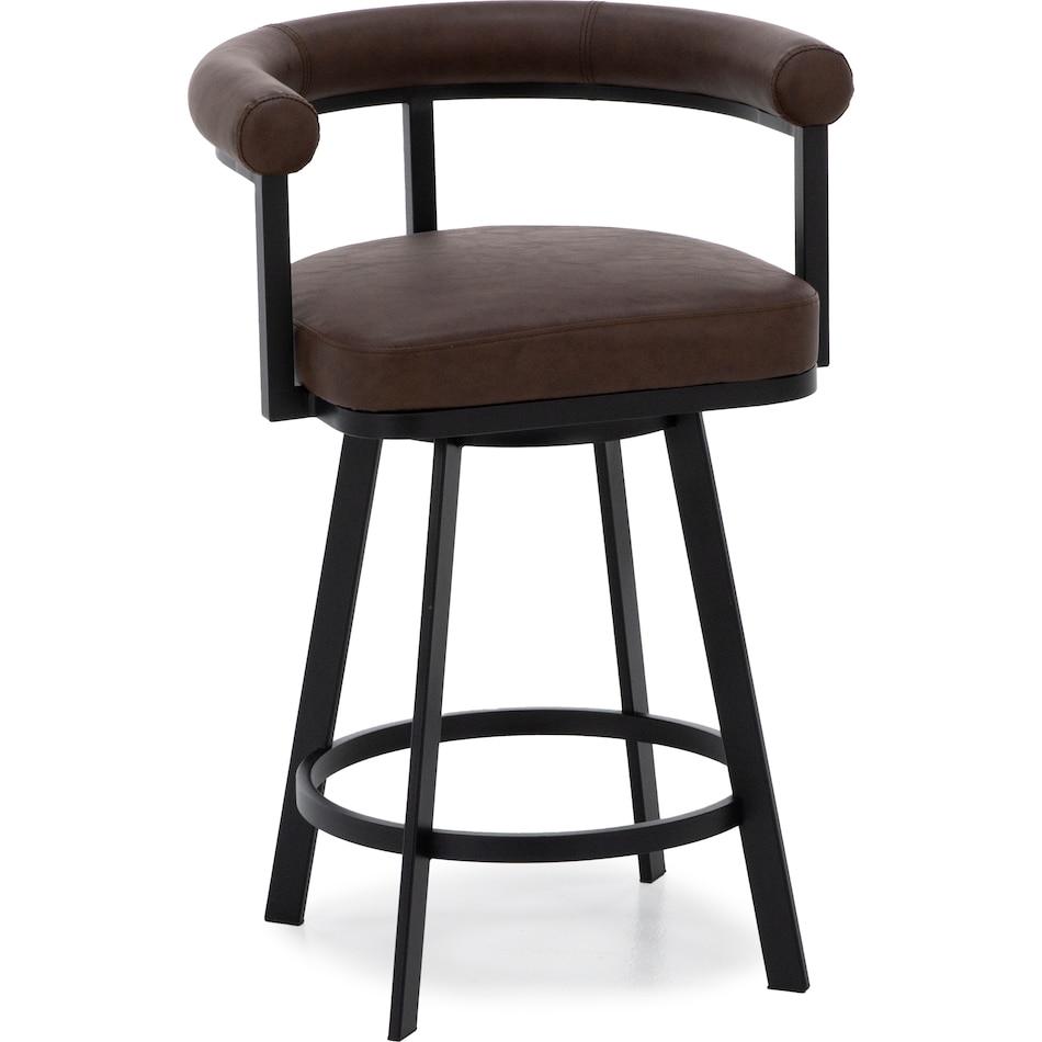 armn black metal   faux brown inch & over bar seat stool   