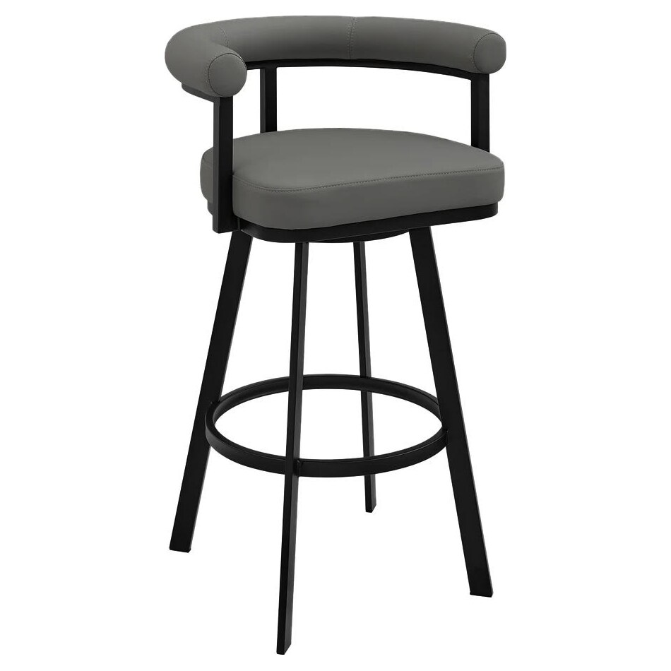 armn black metal   light grey pu inch & over bar seat stool   