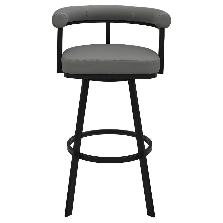 armn black metal   light grey pu inch & over bar seat stool   