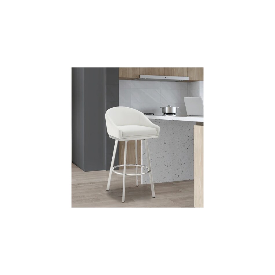 armn stainless steel   white inch & over bar seat stool   