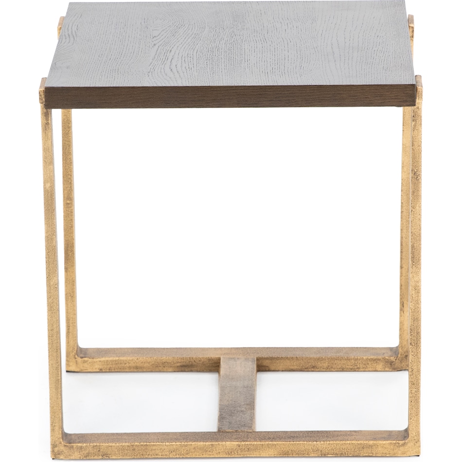ashley furniture brown top antiqued gold base end table cpr  