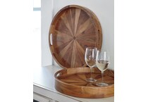 ashley furniture brown ottoman tray set  