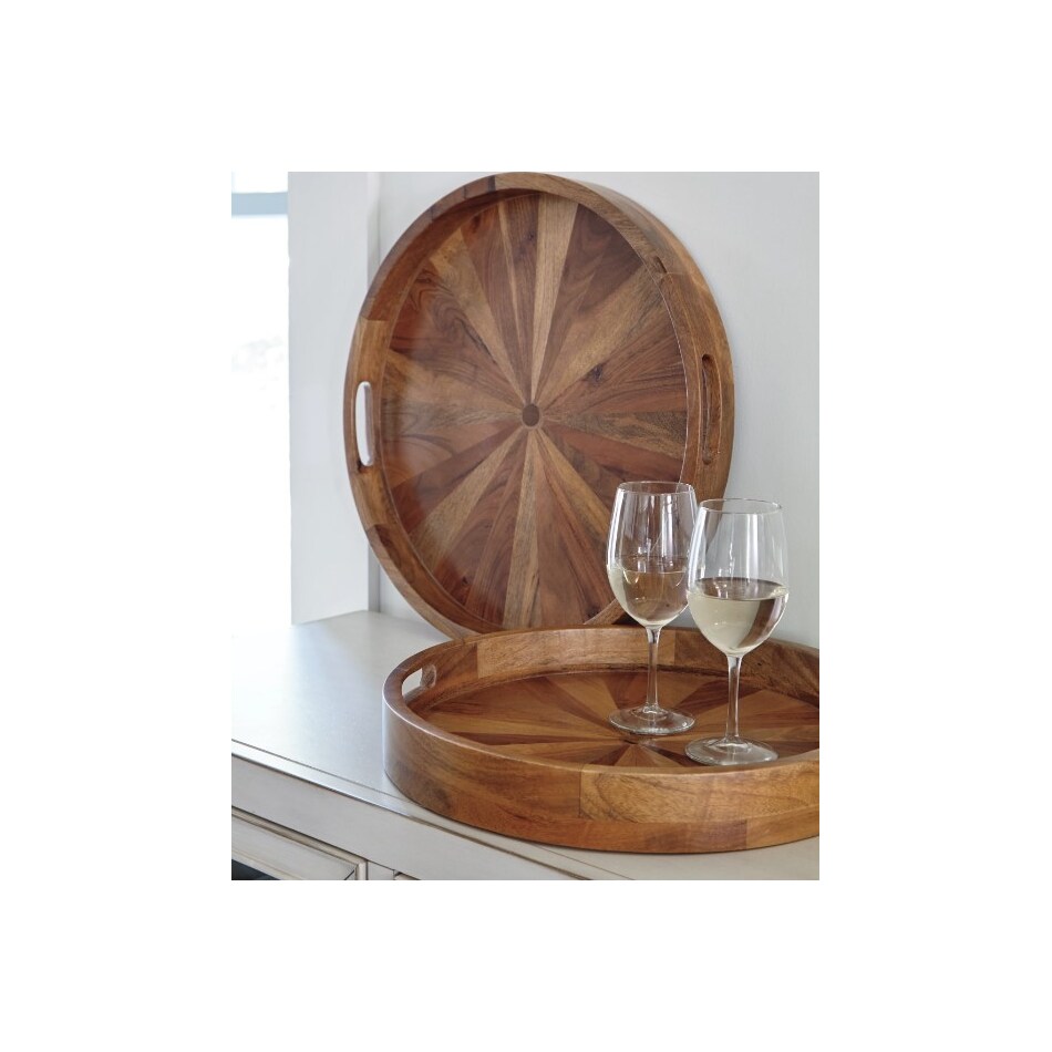 ashley furniture brown ottoman tray set  