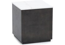 ashley furniture veneer and engineered wood   black finish   white marble chairside table hvn  