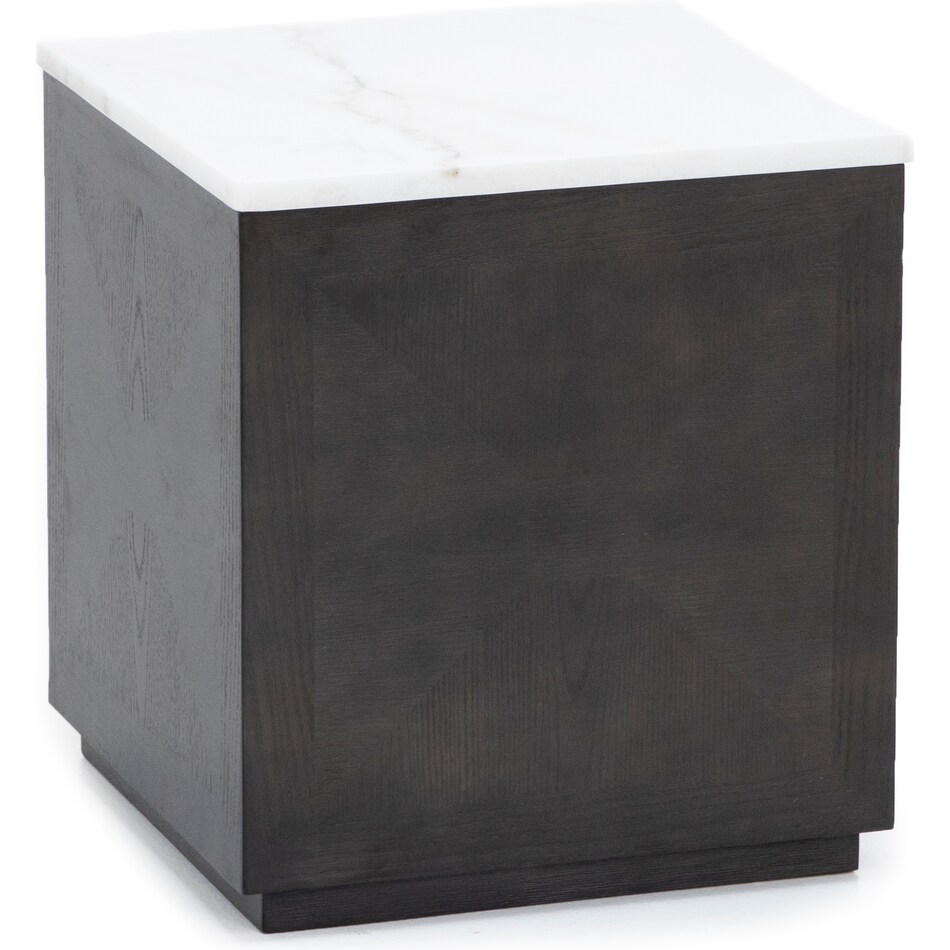 ashley furniture veneer and engineered wood   black finish   white marble chairside table hvn  