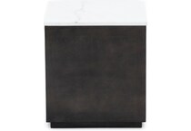 ashley furniture veneer and engineered wood   black finish   white marble chairside table hvn  