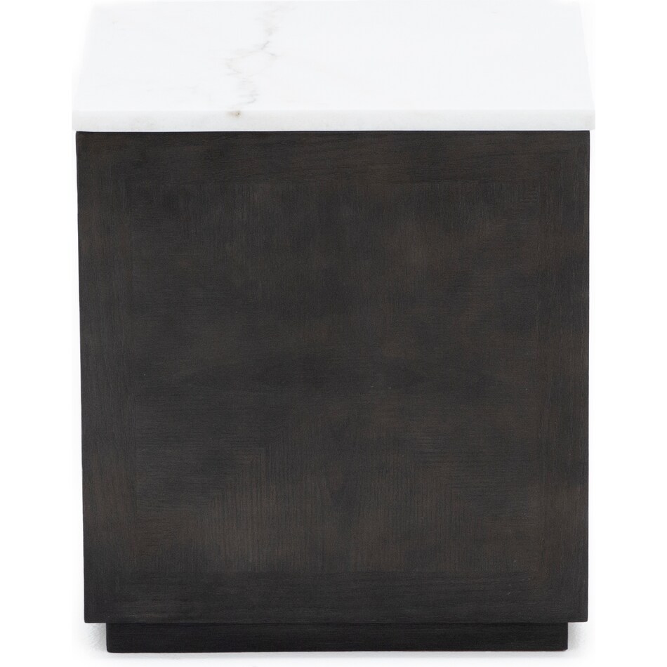 ashley furniture veneer and engineered wood   black finish   white marble chairside table hvn  