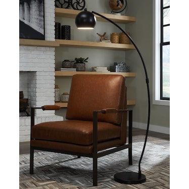 Black Metal Arc Floor Lamp 58"H