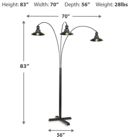 Black Metal Urban 3-Light Arc Lamp 83