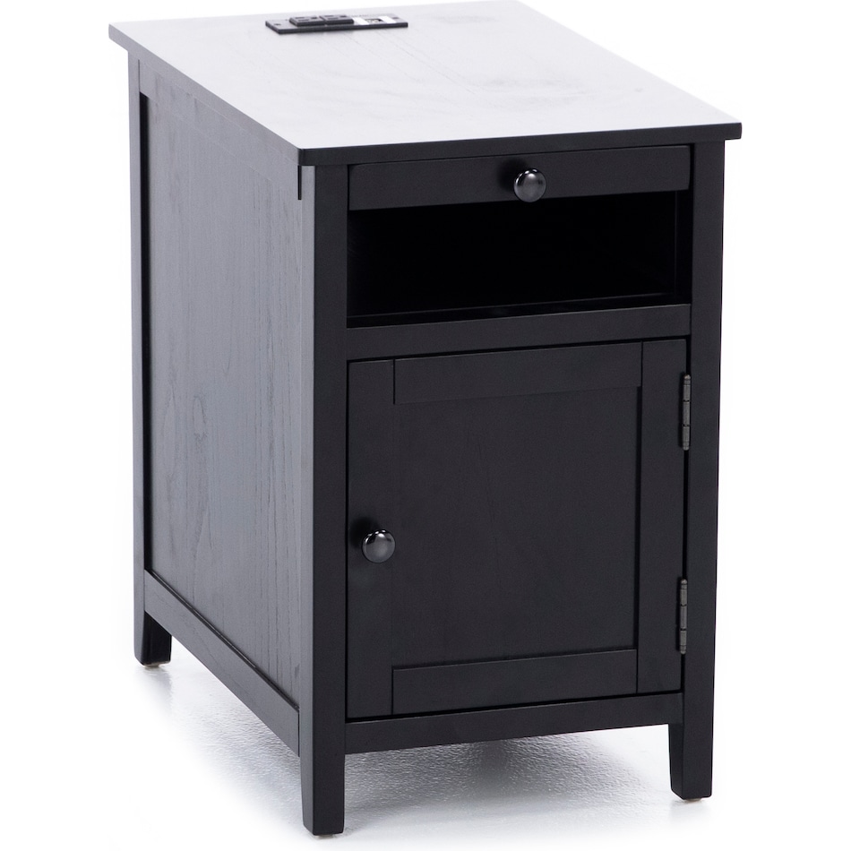 ashy black chairside table   