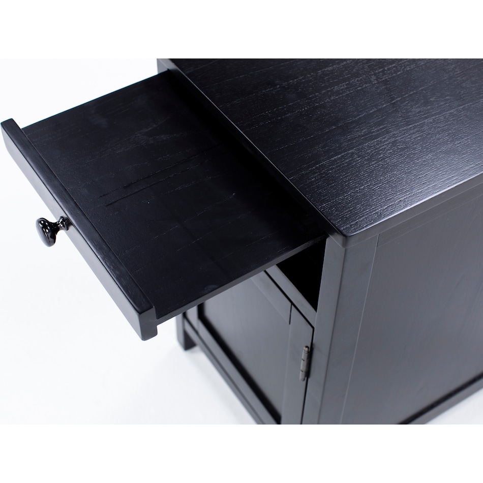 ashy black chairside table   