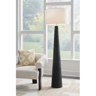 Black Textured Floor Lamp 69.5"H