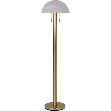 Brass and Glass Shade Floor Lamp 61.5"H