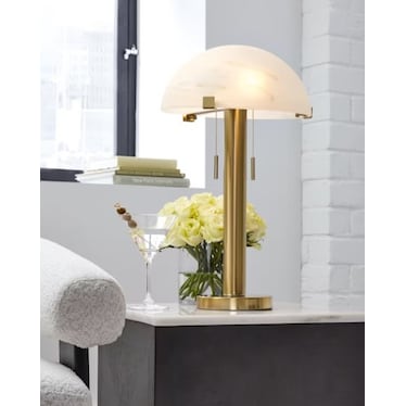 Brass and Glass Shade Table Lamp 22.25"H