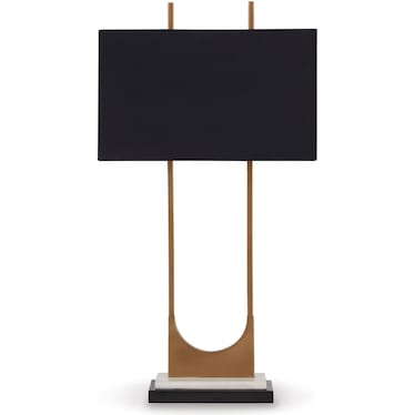 Brass with Black Shade Table Lamp 33"H