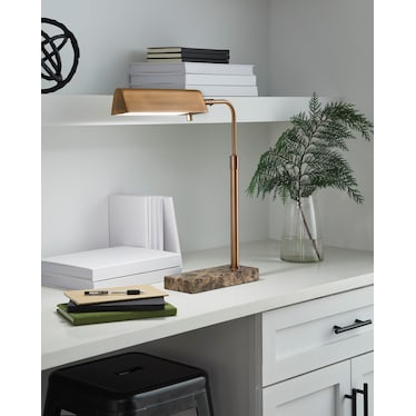 Bronze Metal and Marble Adjustable Desk Lamp 30"H