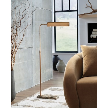 Bronze Metal and Marble Adjustable Floor Lamp 59"H