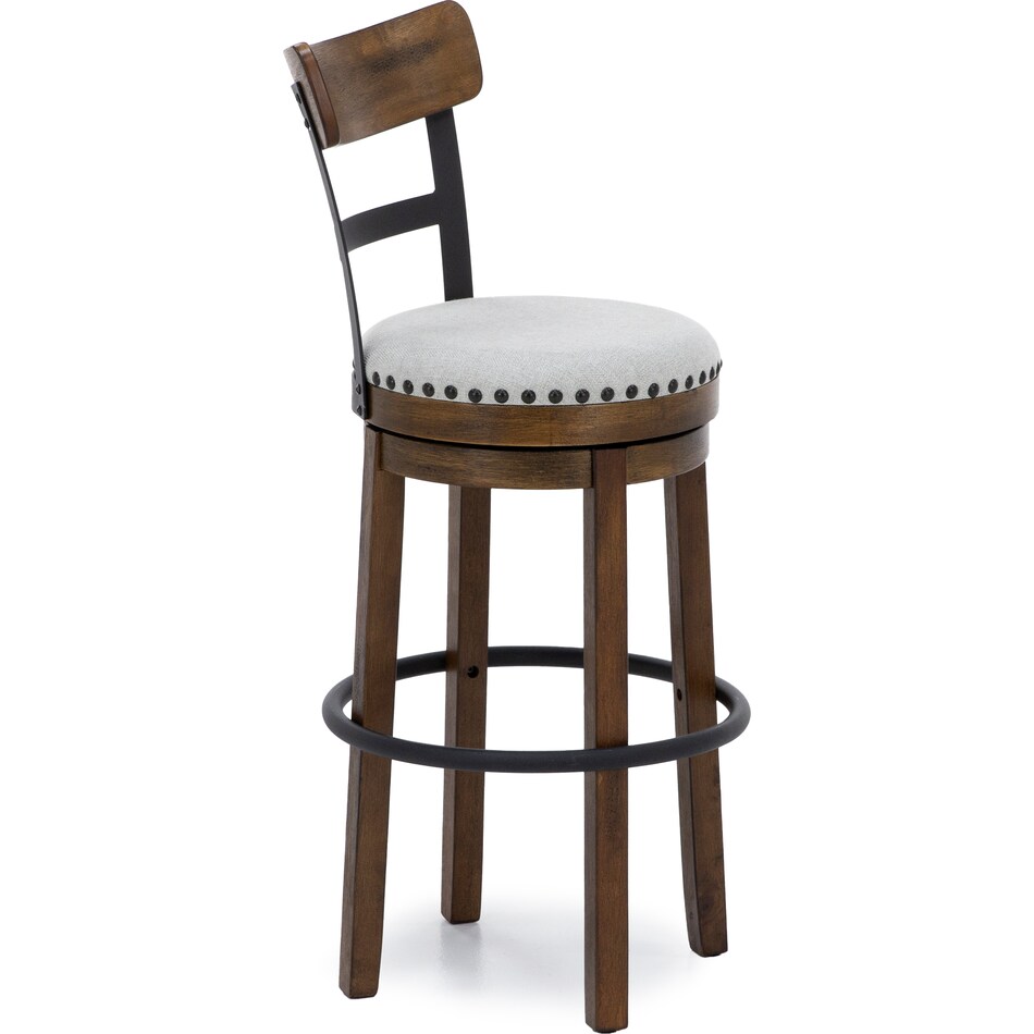 ashy brown   linen inch & over bar seat stool   