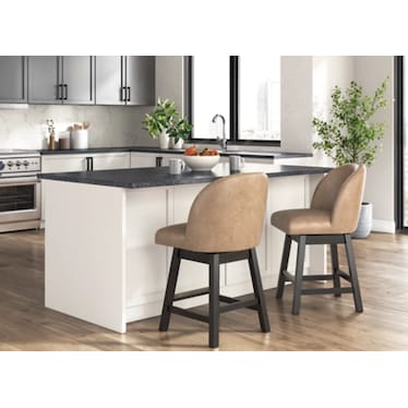 Nolan 24" Counter Upholstered Swivel Stool in Brown