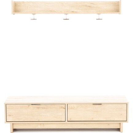 Storage Solutions Natural Bench with Coat Rack