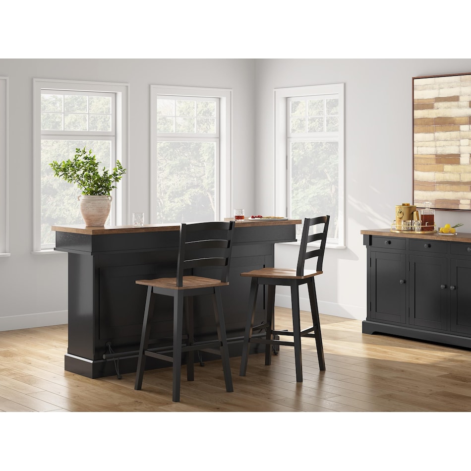 ashy brown black inch & over bar seat stool   