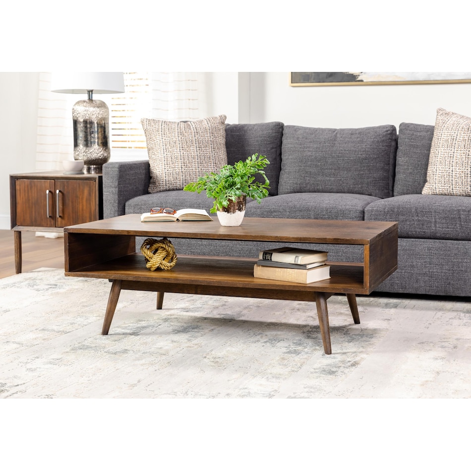 ashy brown cocktail table lifestyle image   