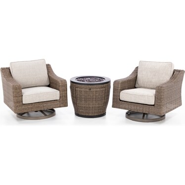 Melrose 3-pc Fire Pit With 2 Swivel Lounge Chairs