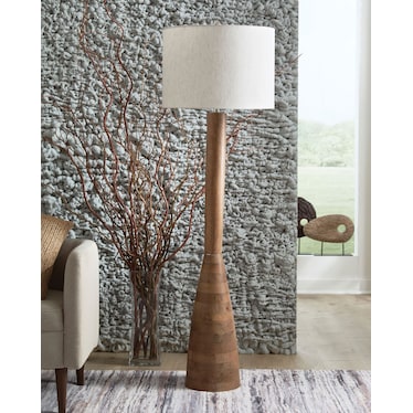 Natural Wood Floor Lamp 60"H