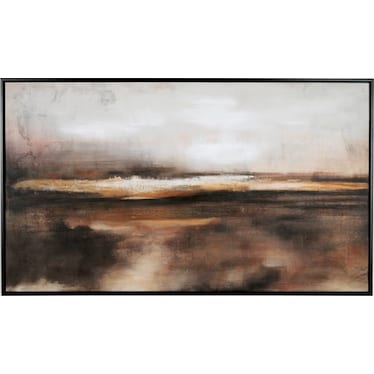 Horizon Black, Brown, and Orange Framed Canvas 35"W x 60"H