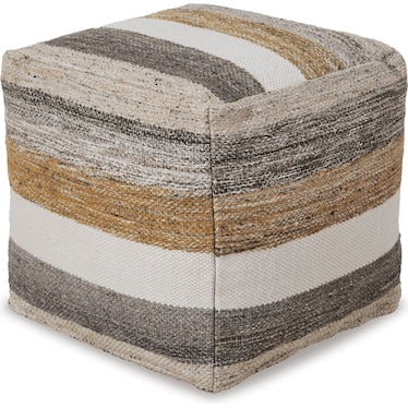 Earthy Multi Stripe Pouf 16"W x 16"H