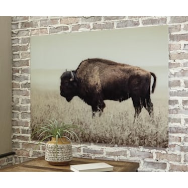 Bison Glass Wall Art 48"W x 36"H