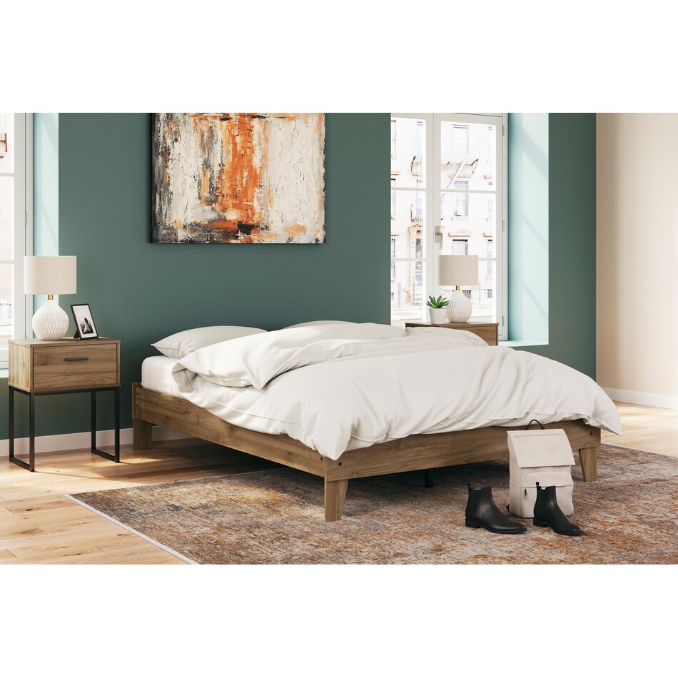 ashy brown queen platform slat supports lifestyle image   
