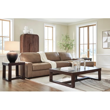 Alexa 3-Pc. Leather Chaise Sofa