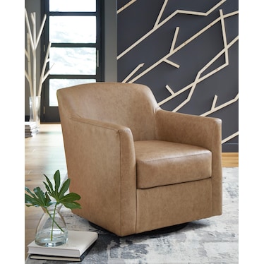 Brandt Leather Swivel Accent Chair